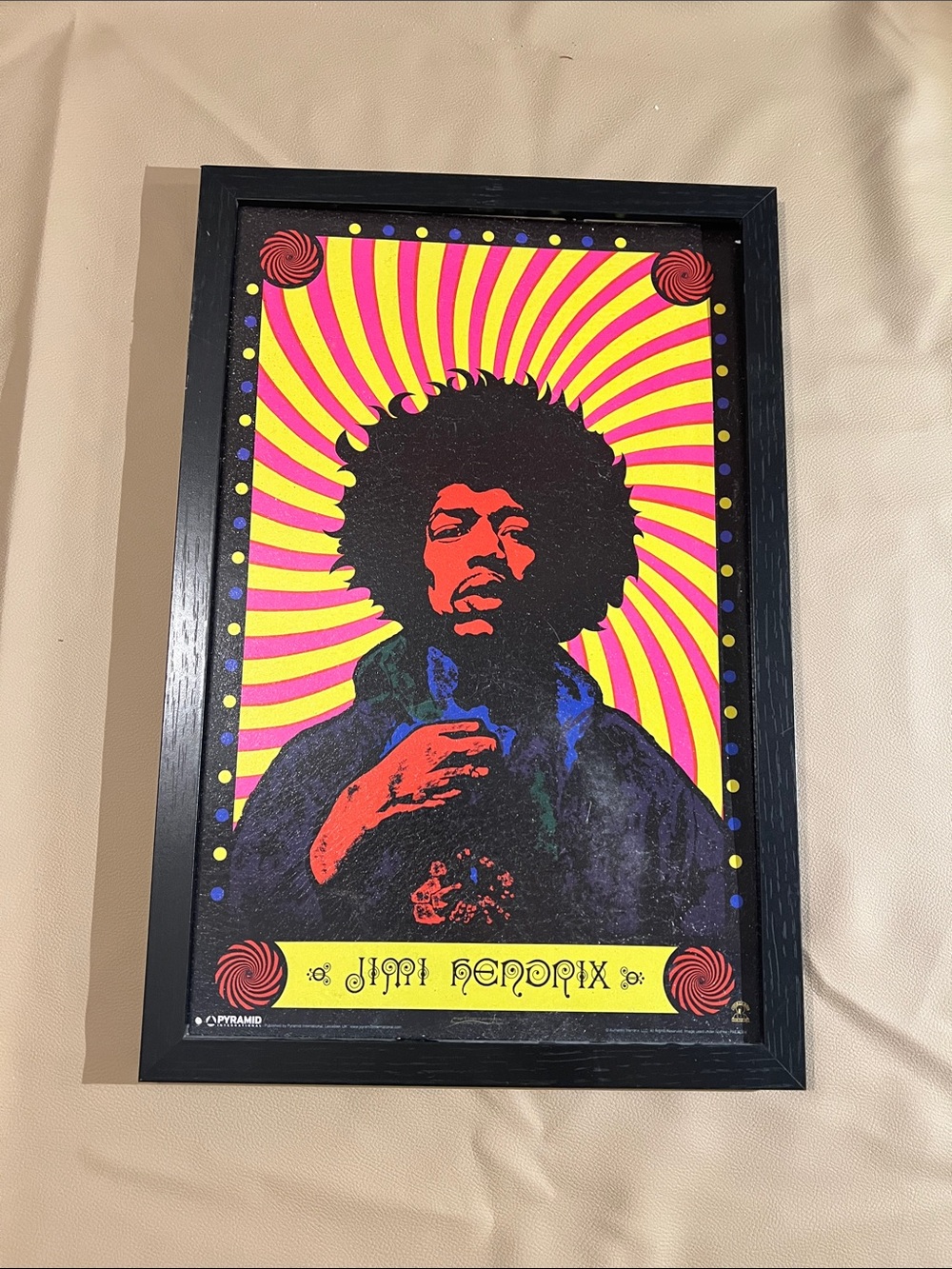 Jimi Hendrix Frame Experience Vibrant Pink & Yellow Psychedelic Wall Art Poster